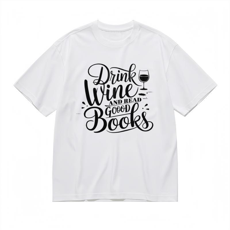

Men s Comfortable Classic T-Shirt Wine Glass Graphic Handwritten Print Tee 2XL