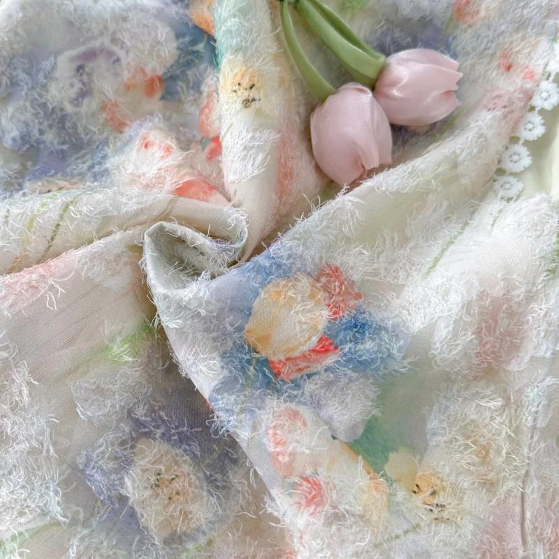 Girls Sleeveless Tulip Print Dress Bow Soft Summer Dress Sweet Princess Outfit Kids Dresses