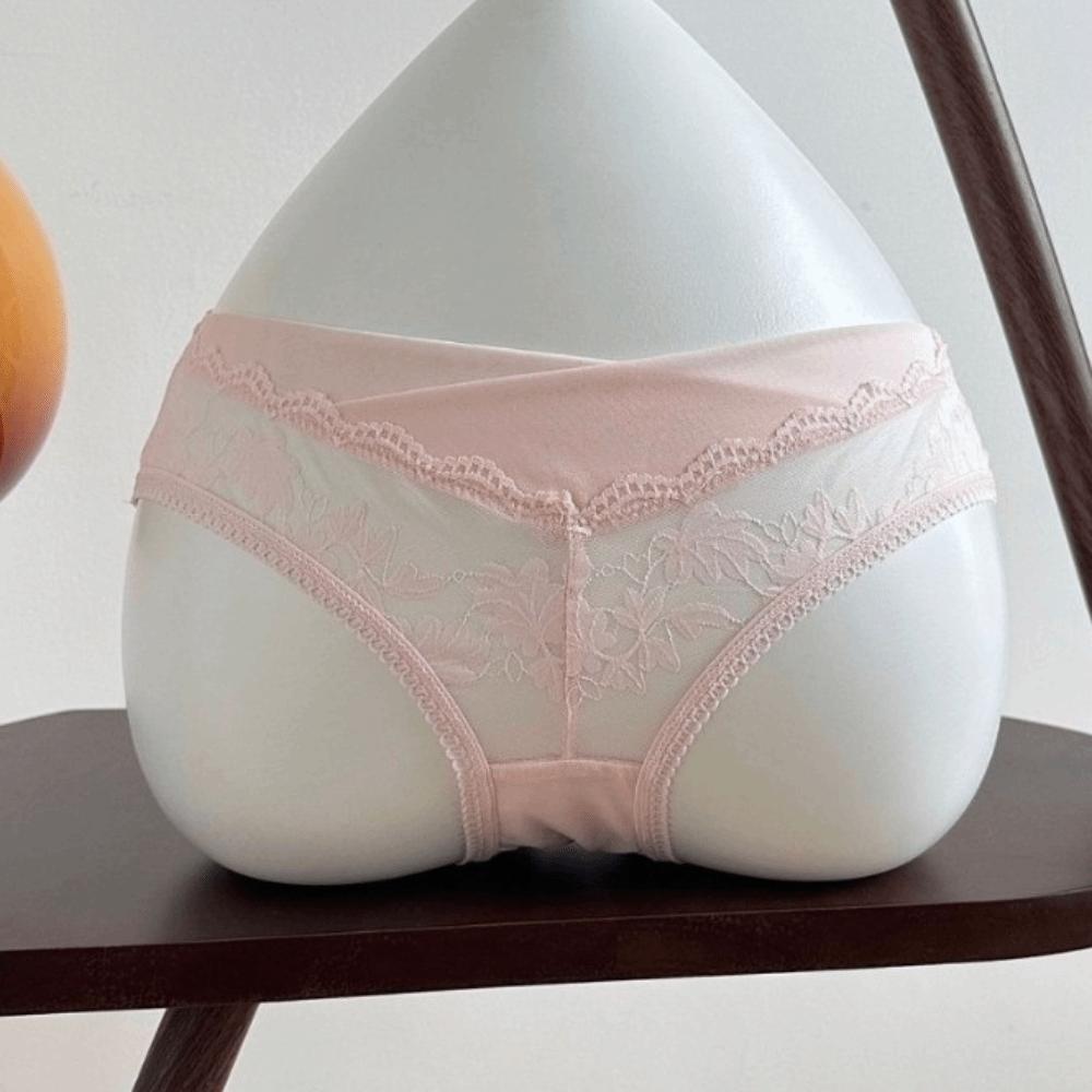 Mesh French Style Briefs Transparent Women Underwear Thin Lace Flower Panties  Gifts