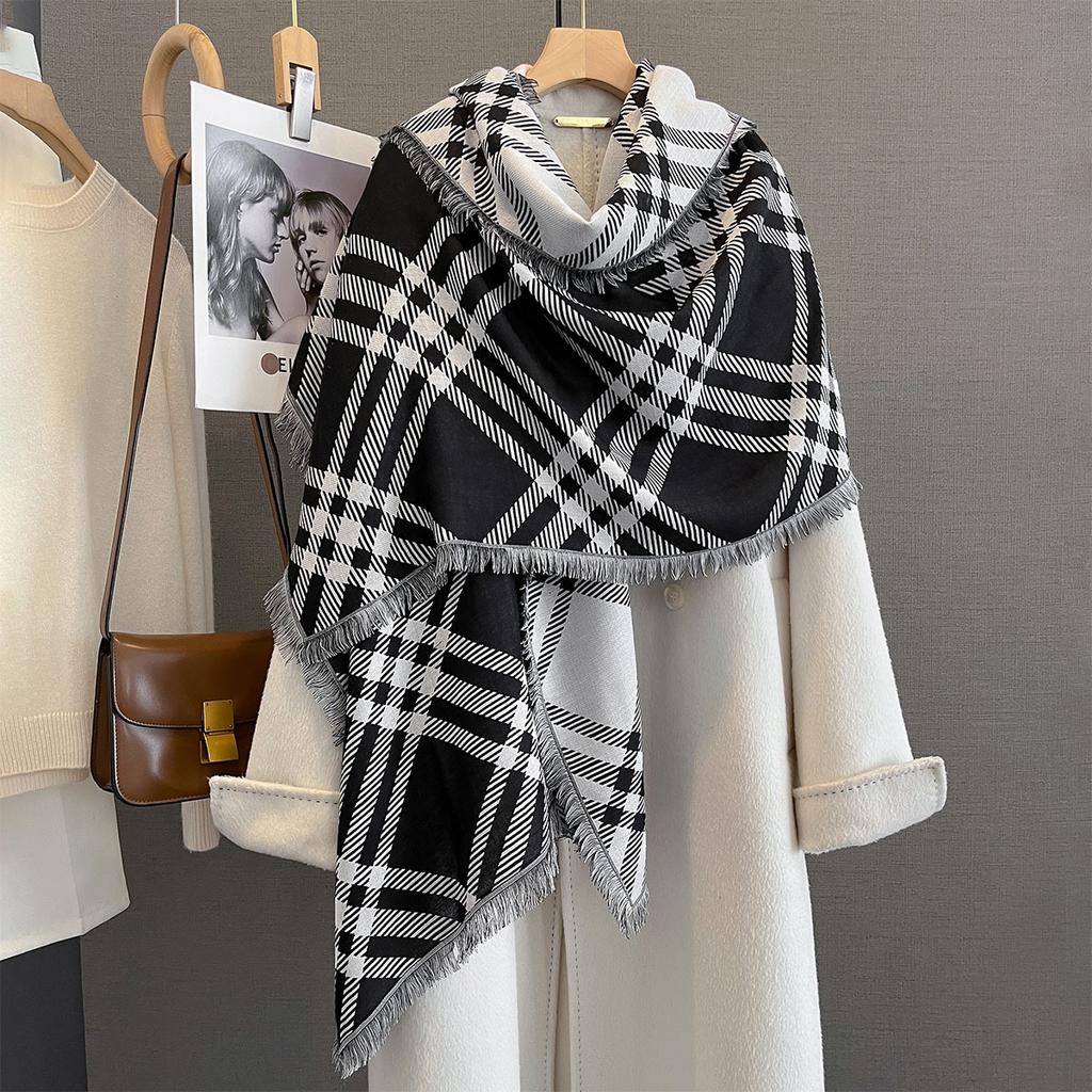 Winter Long Thickened Warm Scarf For Women Luxury Tassel Pashmina Shawl Faux Cashmere Warps Autumn Warm Blanket