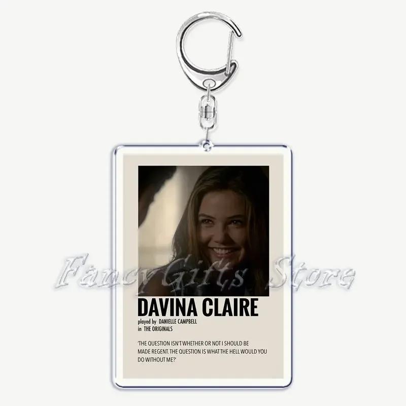 The Vampire Diaries TV Keychain for Accessories Bag Rectangle Pendant Key Chain Ring Damon Elena Stefan Keychains Jewelry Gift