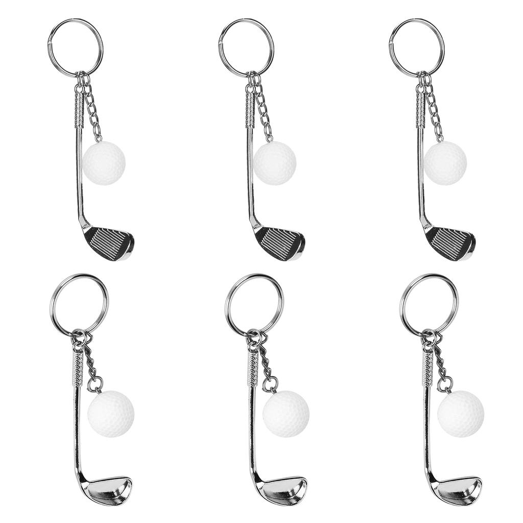 6 stk Golfkølle Ball Nøkkelring Mote Legering Nøkkelring Anheng Dekorasjon for Håndveske