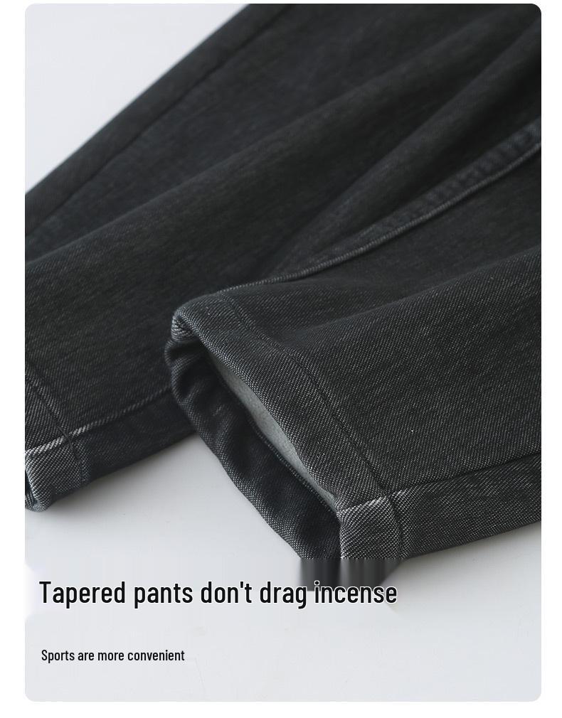 Boys' Fleece-Lined Winter Jeans: Thick Scimitar Pants for Big Kids - Autumn & Winter Style Carrot Sweatpants