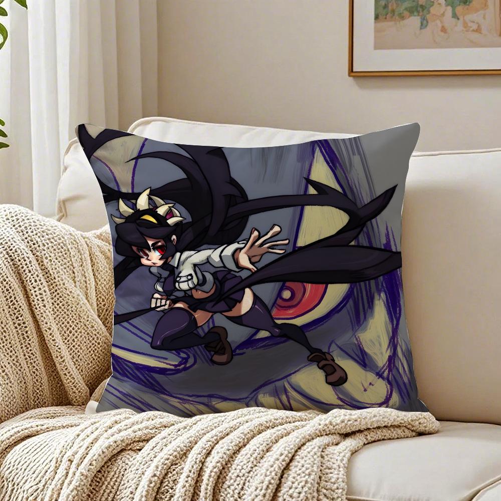 Video Game Sskullgirls Filia Cushion Cover Plush Decorative Pillow Case With Hidden Zipper Cutecore Room Decor For Home
