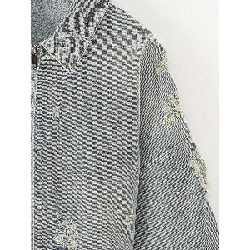 2025 Summer European & American Retro Women's Distressed Denim Jacket