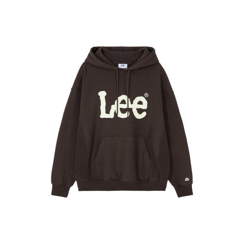 Loose Fit Letter Hoodie Long Sleeve Sweatshirt Men tops Brown LE2204HD02BR