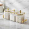 Seasoning Container Set Elegant Design Condiment Jar Airtight Gilded Closure Trim