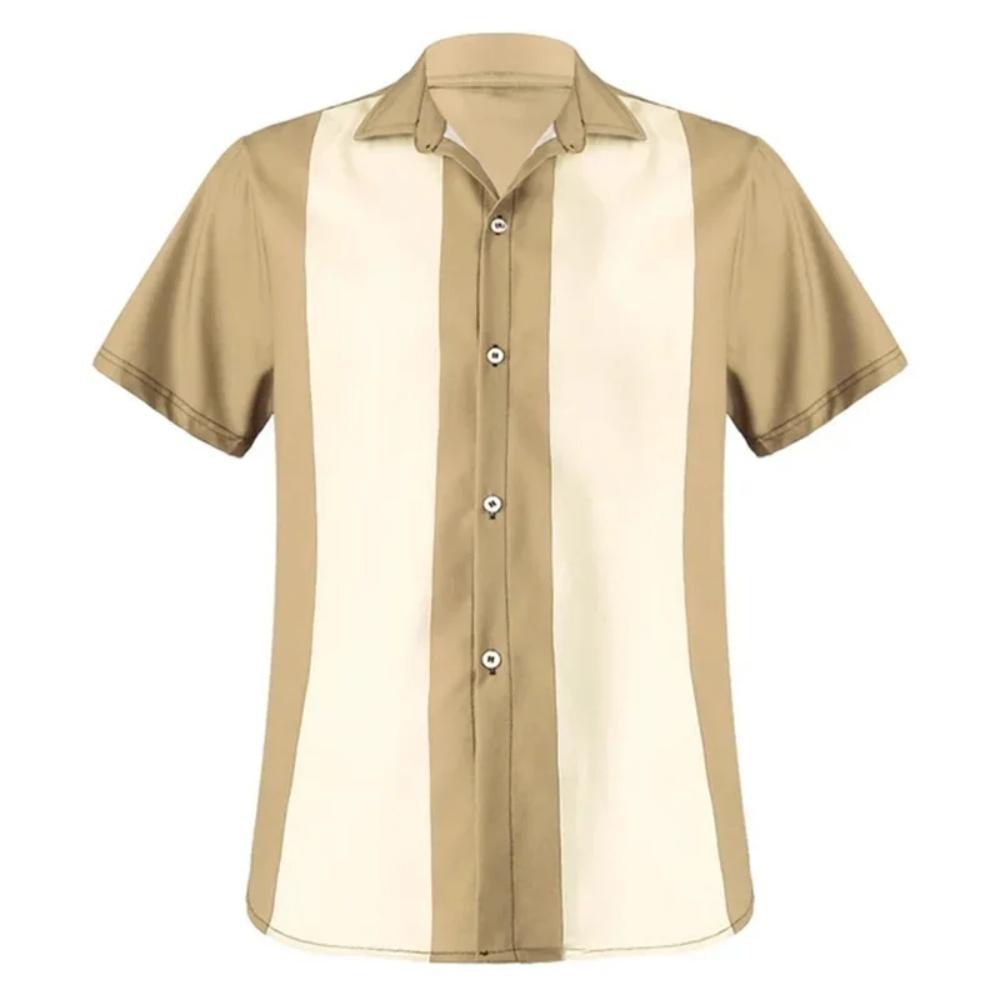 Men's Stripes 3D Printed Shirt Contrast Color Casual Hawaiian Beach Shirt Men's Simple Business Casual Fashion Top Men Clothing