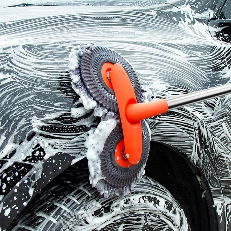 Long Handle Car Wash Mop with Soft Fiber Head for Rooflines, Windshields, Body Panels, Regular Vehicle Washing, and Easy Storage Tasks