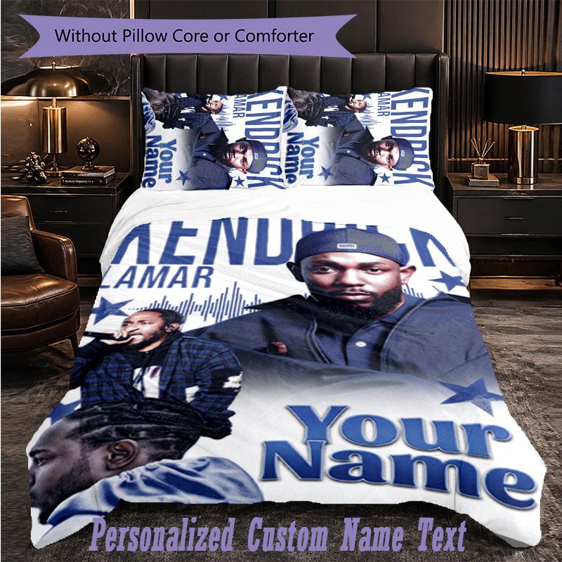 Personalized 3Pcs Bedding SetKendrick Lamar Custom Text Duvet Cover Pillowcase Set Bedroom Gift