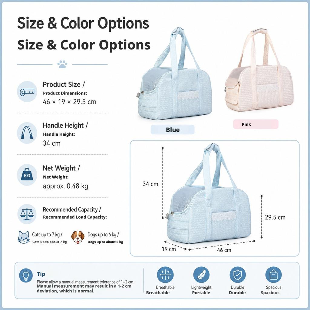 SHINEKNOT Spring And Autumn Pet Small Cat Bag Dog Bag Handheld Portable Breathable Pet Travel Bag