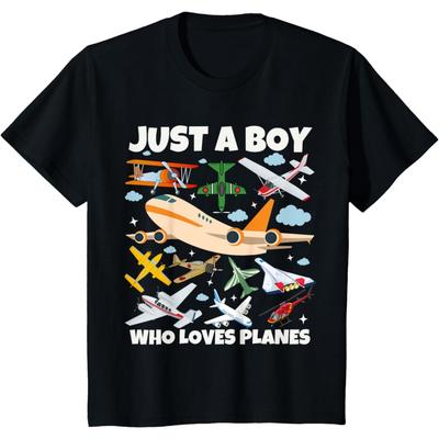 Kinder Lustig Nur ein Junge, der Flugzeuge liebt Flugzeug Flugzeugliebhaber T-Shirt