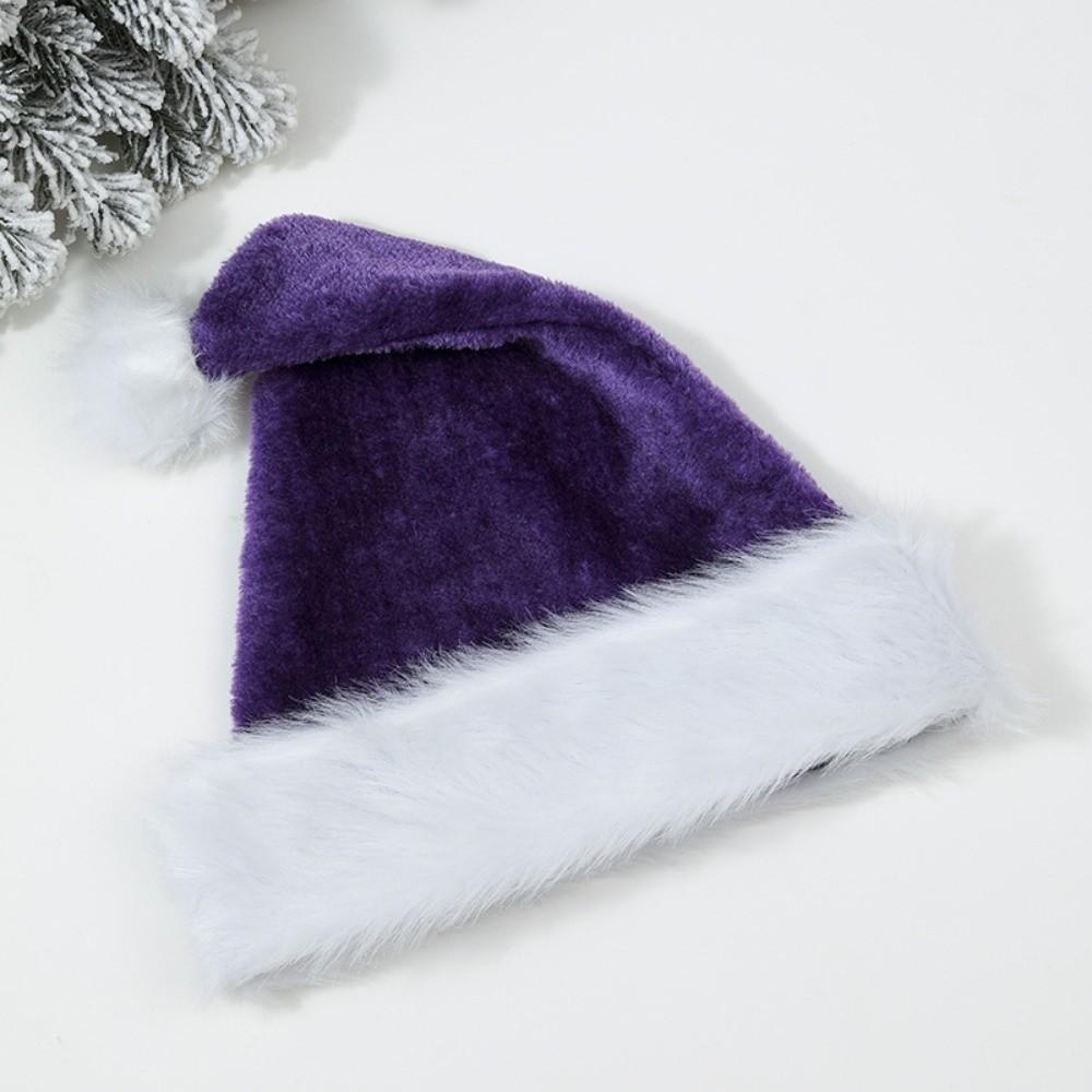 Gifts Long Christmas Santa Hat Faux Fur Trim Thickened Soft Fabric Christmas Hat Pom Pom Festive Santa Cap Christmas Parties
