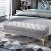 Bedroom Bench, Padded Seat, Metal Legs, 118x45x42 Cm, Grey