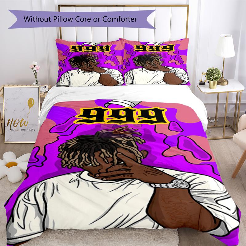 3pcs Juice WRLD Bedding Set Duvet Cover Closure Includes 1 Duvet Cover & 2 Pillowcases, Soft and Comfortable for All Seasons.