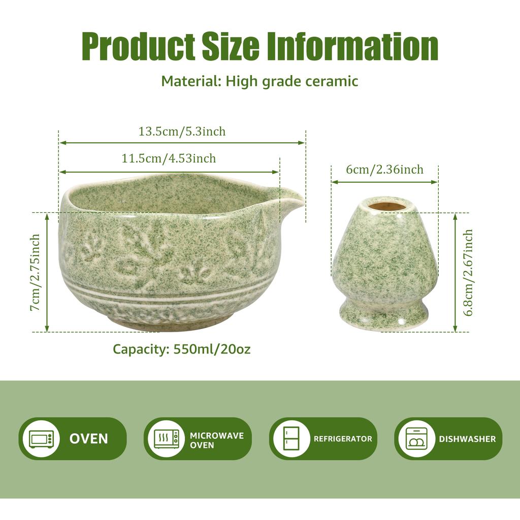 Matcha Bowl and Whisk Holder Set Japanese Matcha Tea Mixing Tool Tea Bowl Whisk Stand for Beverage Shop Cafe Matcha Drink Making