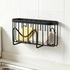 Suction Cup Sponge Holder SUS304 Stainless Steel, No Drill Sink Drain Rack with Hook, Hollow Fast Drainage Corner Kitchen Caddy