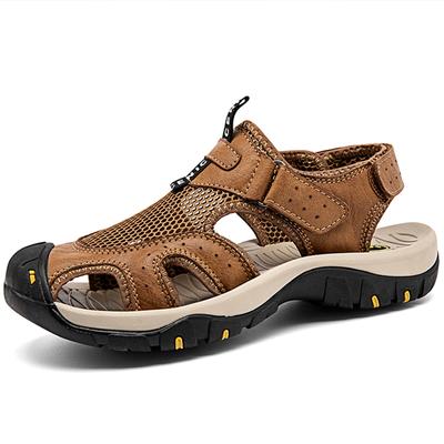 Men's Leather Outdoor Plus Size Sandals Summer Men's Fashion Outdoor Casual Non-Slip Beach Sandals