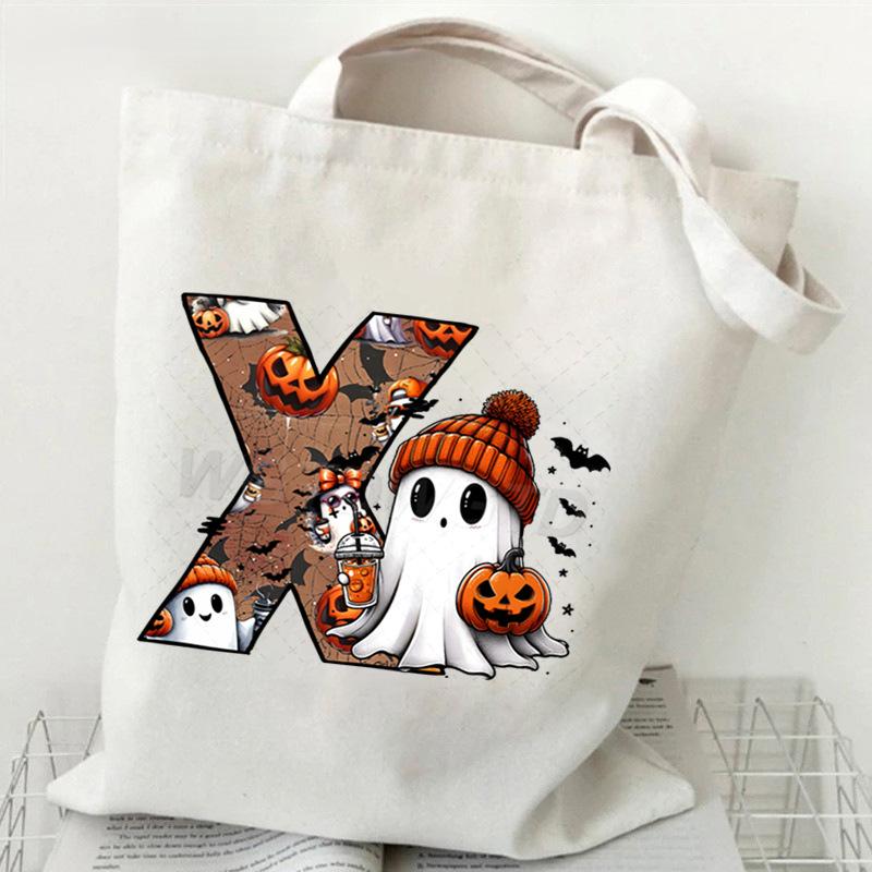 26 Letters Personalized Printing Trend Handbag Commuter Shoulder Bag Canvas Bag