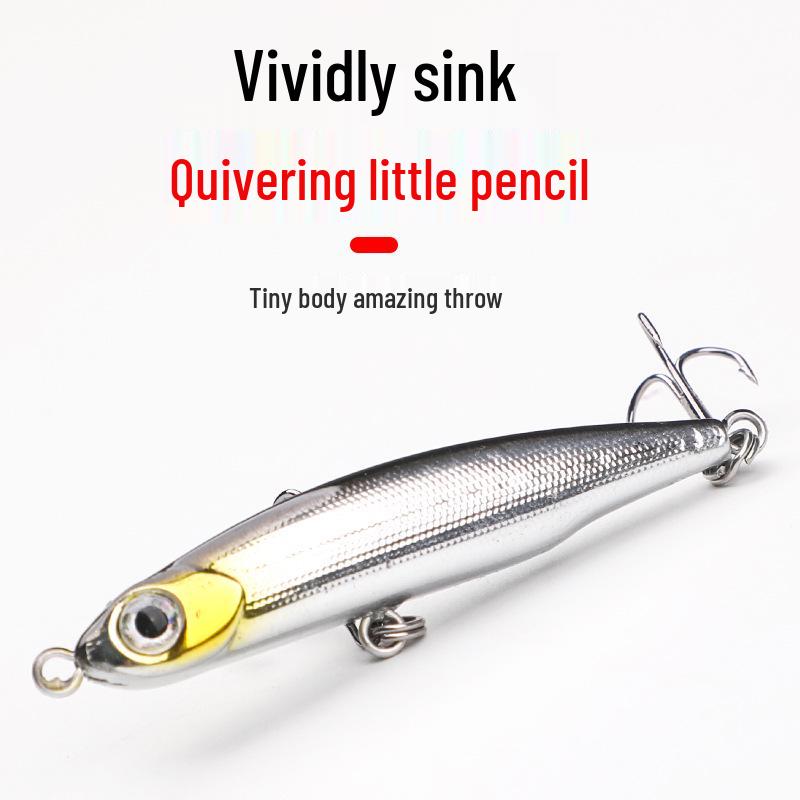 Little Silver Sinking Pencil Lure 3.2g: Long-Cast Wobbling Artificial Bait for Freshwater Fishing