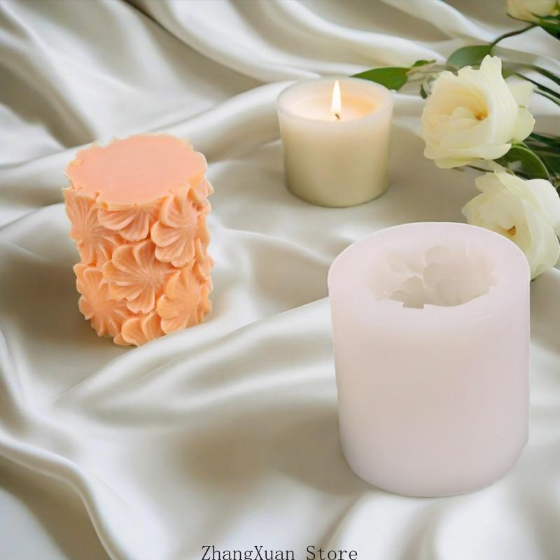 Geprägte florale Zylinder Silikonformen für Epoxidharz handgemachte Seife Fondantformen Schokoladenformen