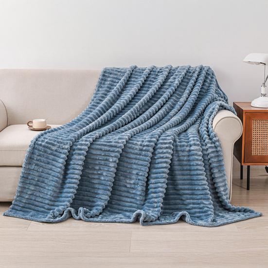 Fellplaid Flauschige Dicke Blasenplaid Gemütliche Warme Gestreifte Plüschdecke für Couch Sofa Schlafzimmer Wohnzimmer Wintergebrauch