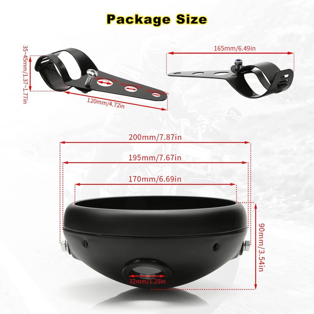 Motorcycle Headlight 7-Inch Retro Bracket LED Headlight Shell Modified Headlight Base Round Headlight Housing Mount Cover