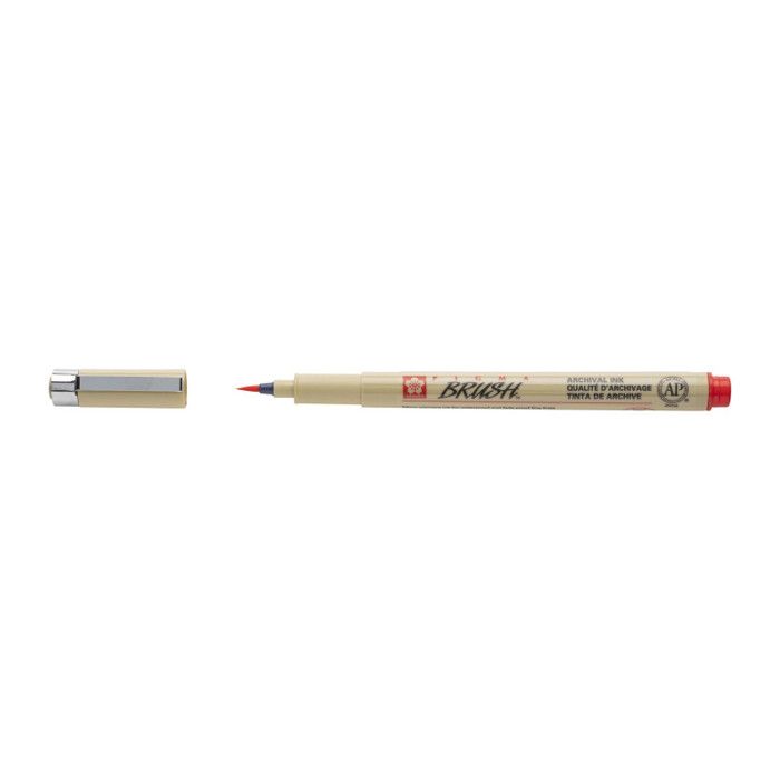 Rotulador pincel - SAKURA - PIGMA BRUSH - Rojo - Tinta impermeable - Ancho variable rojo