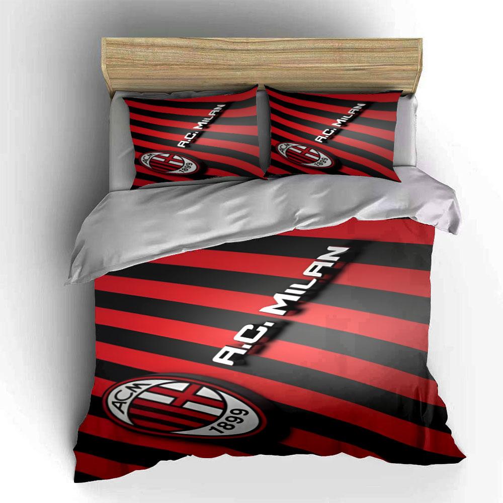 Strisce rosse e nere, AC Milan. Set lenzuola Set copripiumino Copripiumini Federe(1 * Copripiumino 2 * Federe senza imbottitura per piumino)