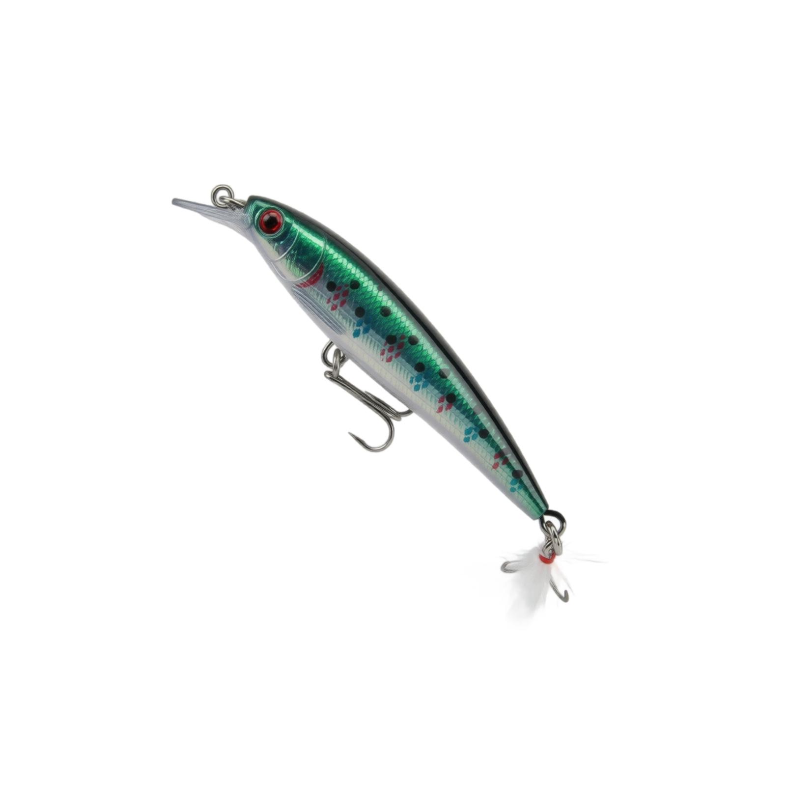 9cm 7g Hard Plastic Fishing Lure with Feathered Treble Hook Minnow Shape Durable Body for Freshwater and Saltwater Fishing one size