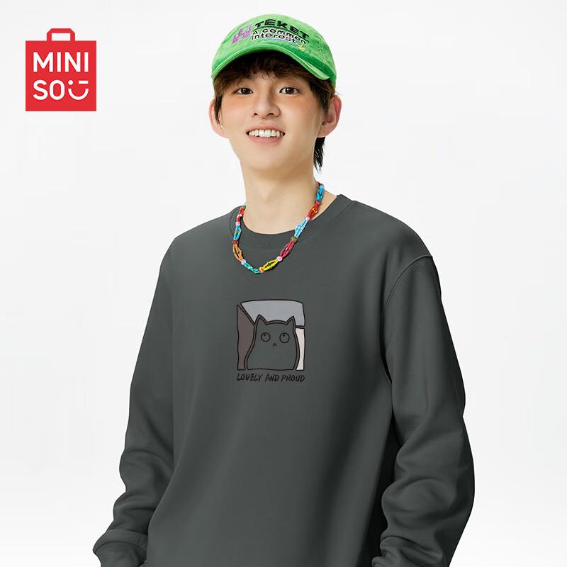MINISO Men's Heavyweight Round Neck Pullover Sweatshirt