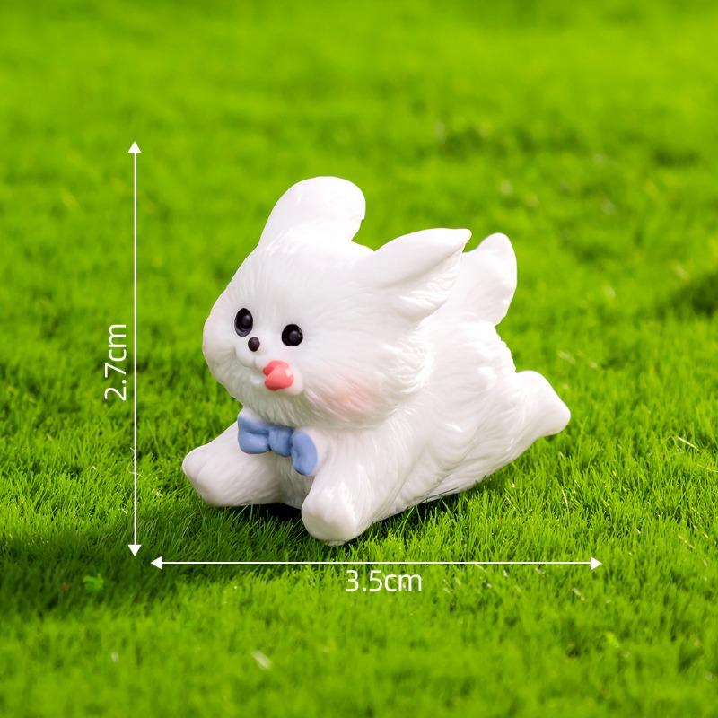 Cute White Running Puppy 3D Resin Figurine Pet Dog Bichon Frise Desktop Decoration Garden Moss Miniatures Sence DIY Decoration