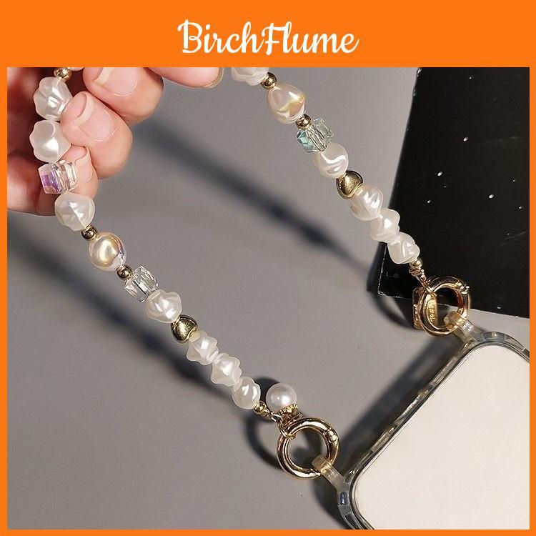 Pvc Phone Lanyard With Pearl Pendant And Crystal Beads For Men And Women