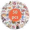 50PCS Aesthetic Book Flower Stickers Floral Graffiti Decals Waterproof Vinyl for Water Bottles Laptops Bumpers Phones Luggage