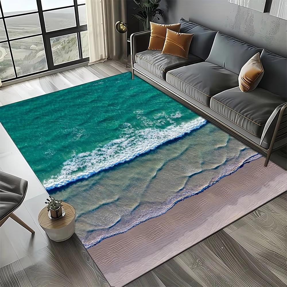 Coastal Beach Sea Style Mat Carpets for Living Room Children's Bedroom Living Room Anti Slip Crawling Rug Living Room Decoration