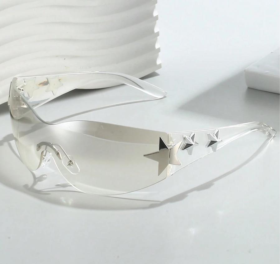 1PC Large Frame Women Multicolor Y2K glasses Star Glasses Bohemian Style Suitable For Parties And Trips Summer Party