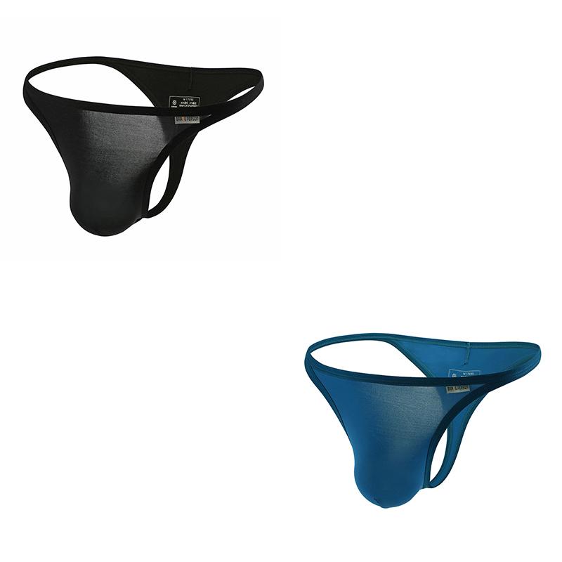 2Pcs/Lot Sexy Low-rise Men's Thongs Solid Color Ultra Soft T-Back Briefs Naked Feel Comfortable Breathable Underwear