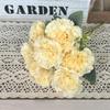 Artificial 7-Heads Carnation Bouquet 1Pcs Waterproof Fake Floral for Holiday Celebration Home Party Decoration