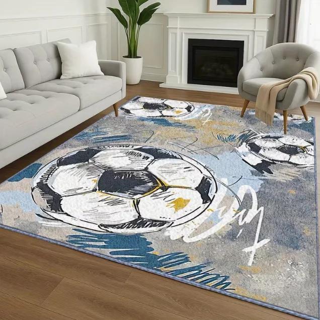 Vibrant Football Living Room Bedroom Camping Christmas Mother's Day Perfect Gift Living Room Carpet Sports Themed Decoration