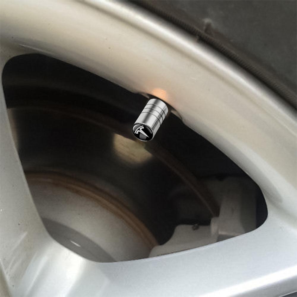 DHKOR1 3D Metal For Tesla Model 3 Model S Model X Model Y Roadster Invader Coil Mod WYE Car Wheel Tire Valve Air Stem Cap Accessories