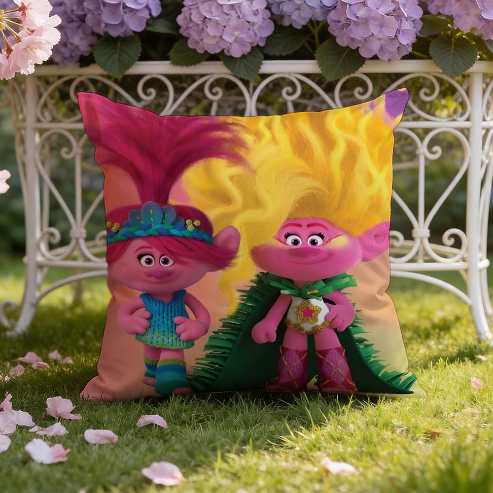 Anime T-TrollsS Cartoon Cushion Cover Home & Car Dual-Scene Pillow Cover: Reversible for Premium Comfort