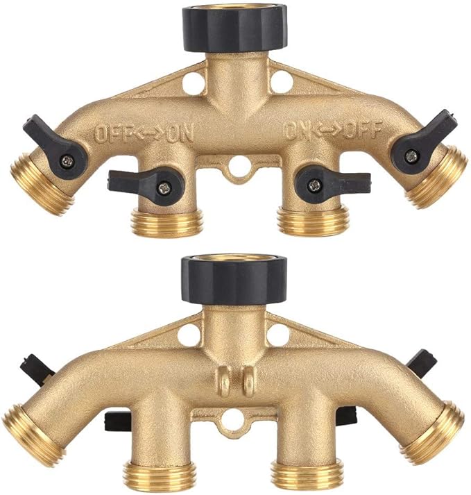1Pc Female Thread 3/4" Brass 4-Way Garden Hose Diverter Y Type Faucet Connector Garden Irrigation Watering Supplies
