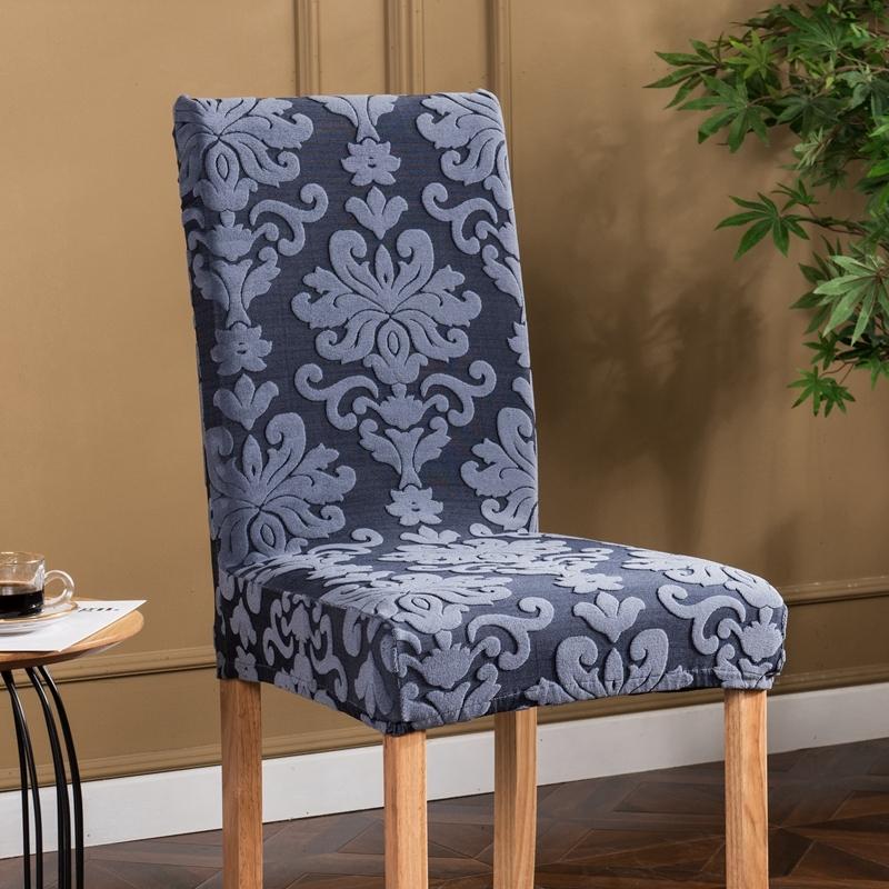 

1Pcs Elastic Chair Cover For Dining Room Wedding Banquet El Solid Stretch Jacquard Chair Cove