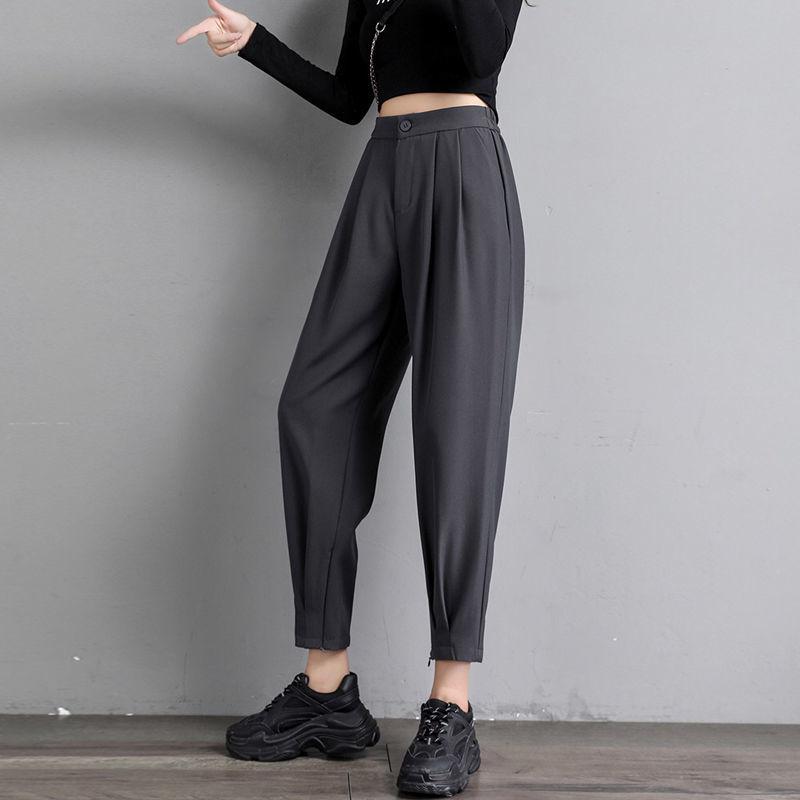 Women's Clothing New Korean Fashion Loose Simplicity Casual Handsome Zipper Solid Pockets Button Office Lady Spring Summer Pants