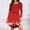 Women's Long-sleeved T-shirt Dress With Round Neck, Knee-length, Loose Fit, Casual And Pockets