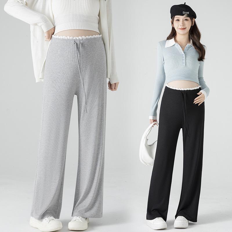 Maternity Wide-Leg Knit Pants - Spring Style, Thin & Drapey
