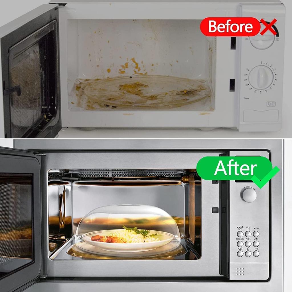 Microwave Splatter Cover for Food- 2 Pack with Handle, Steam Vents, Keeps Oven Clean, BPA Free