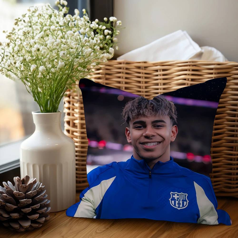 

FootBALLSTAR-L-lamine Y-yamal Pillow Covers Cartoon Sofa Decorative Home Double-sided Printing Short Plush Cute Cushion Cover 16x16Inch