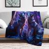 1 Stück Böhmischer Stil Heulender Wolf am Mond Flanelldecke - 100% Polyester, Ganzjahres, Maschinenwaschbar, Fleckenresistent