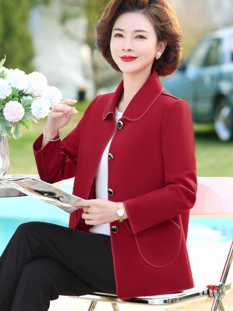 Hengyuanxiang Women's Plus Size Spring/Autumn Jacket for Middle-Aged & Elderly – Fashionable Outerwear